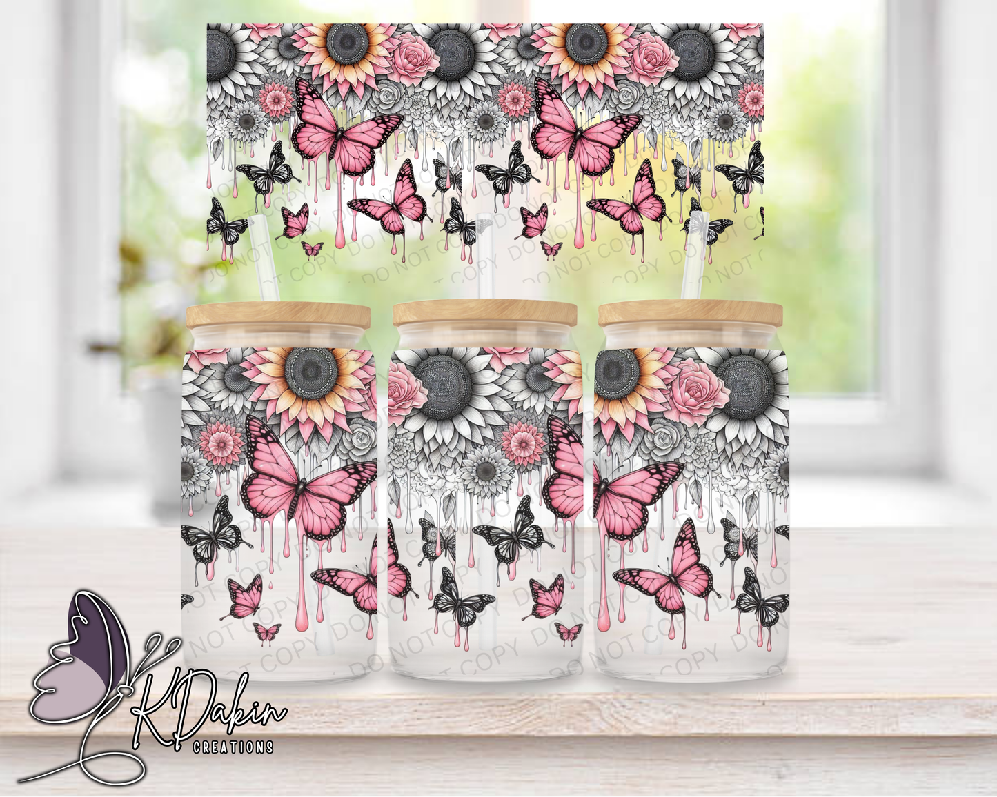 Dripping flowers butterflies