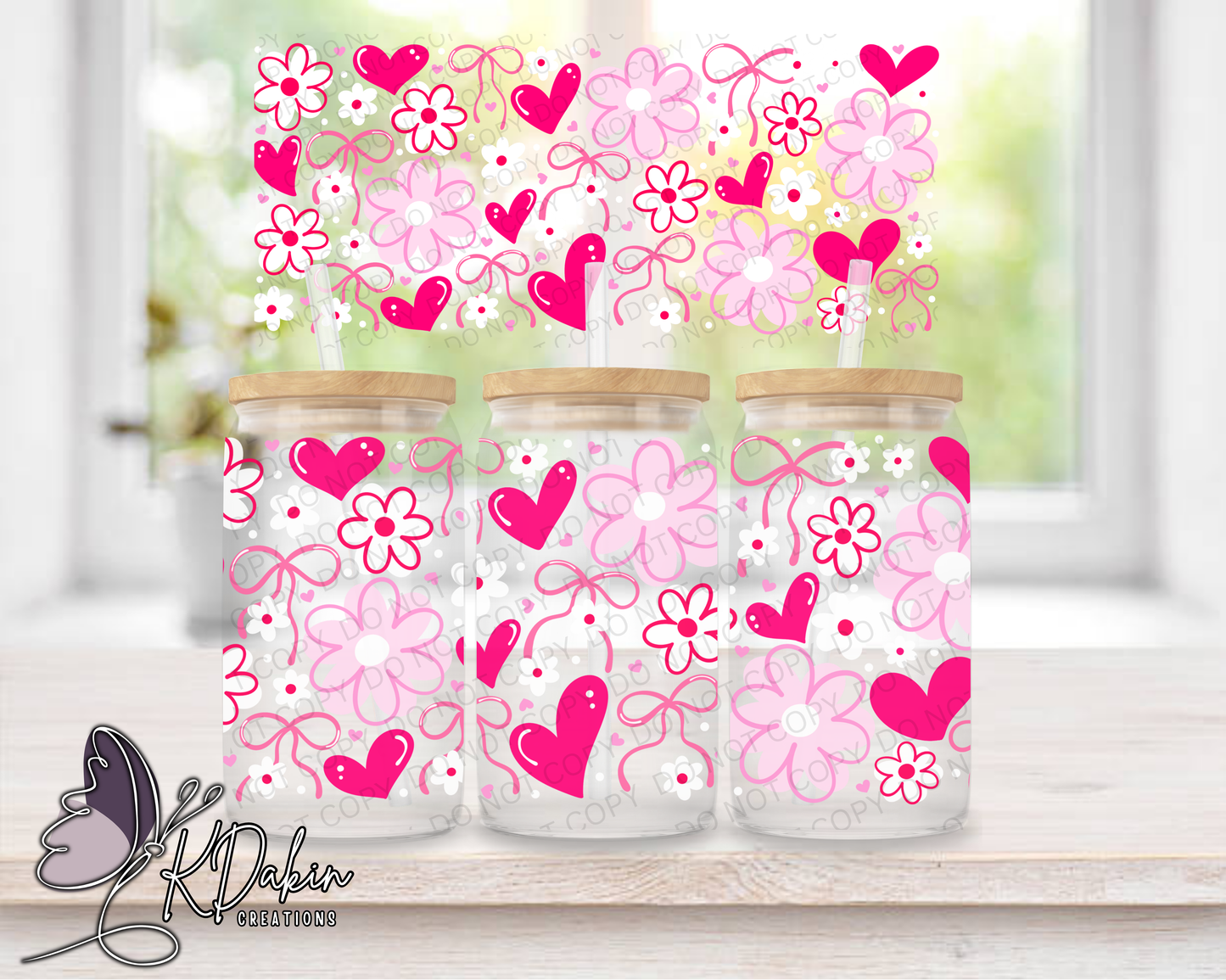 Pink flowers & Hearts