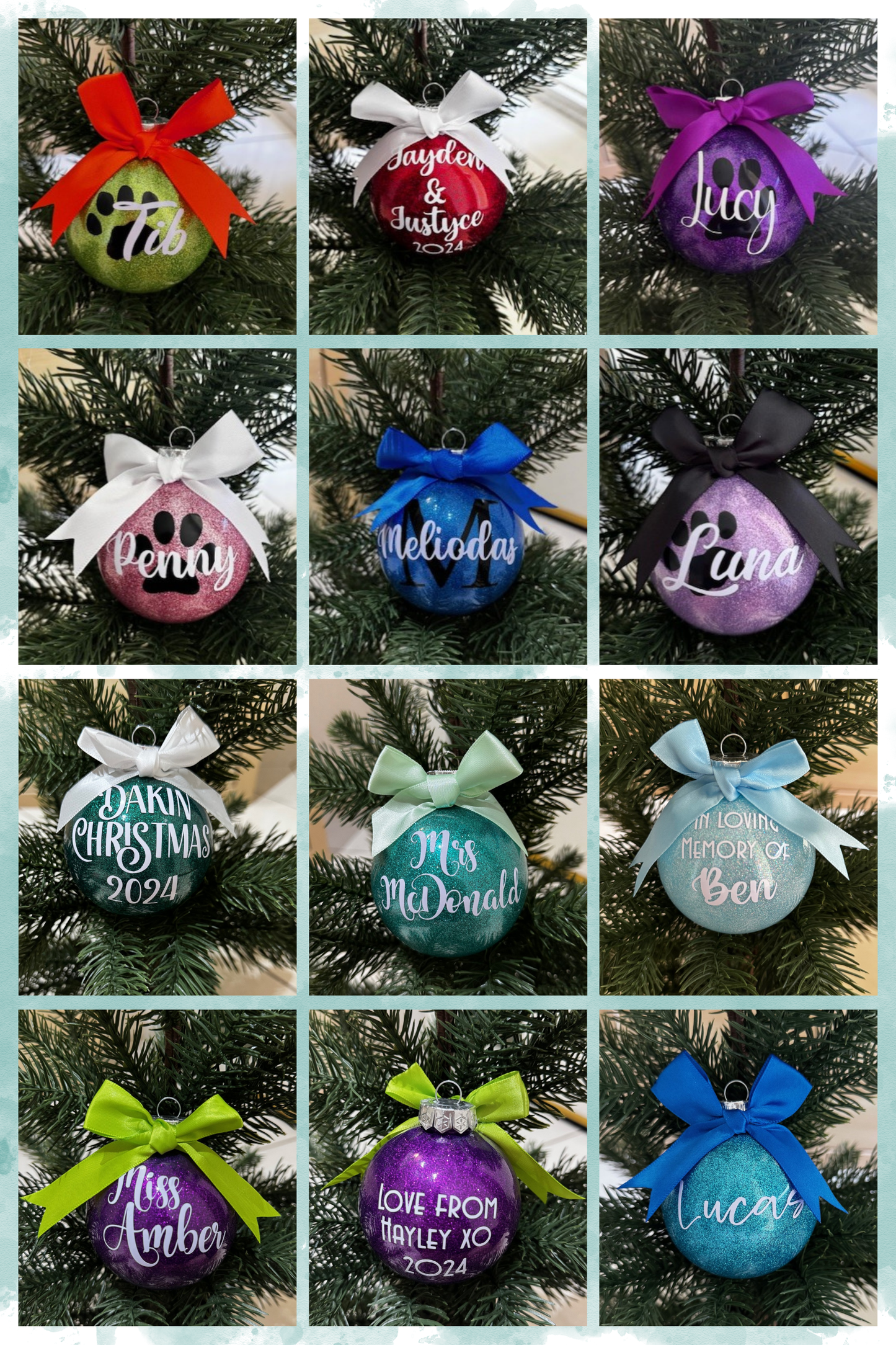 Christmas Baubles- Letter behind name