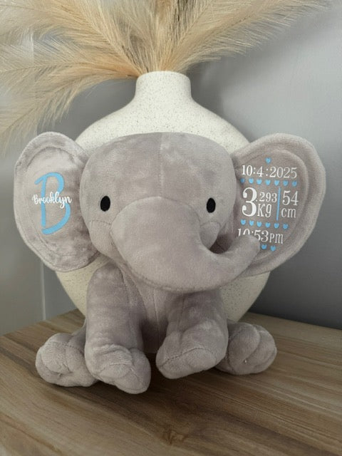 Personalised Elephant Plush Birth Stat