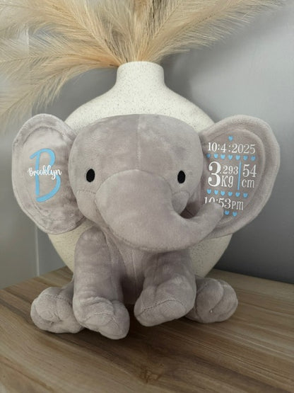 Personalised Elephant Plush Birth Stat