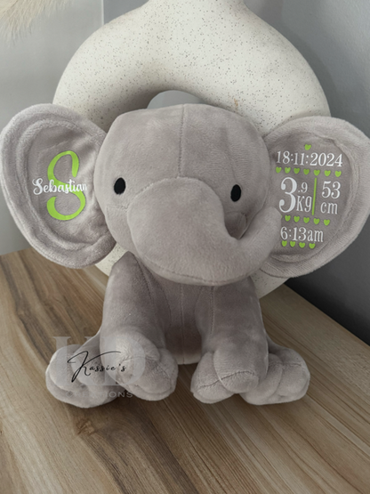 Personalised Elephant Plush Birth Stat