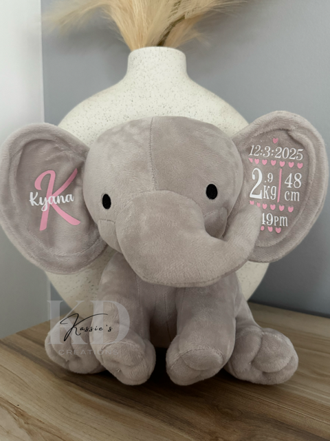 Personalised Elephant Plush Birth Stat