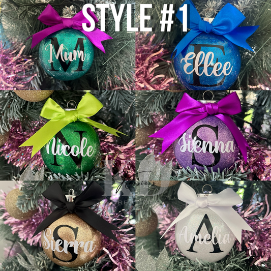 Christmas Baubles- Letter behind name