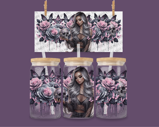 Pink skull & glitter girl